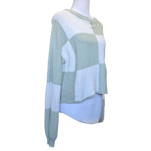 Moon & Madison Green White Knit Cropped Sweater XS - Picture 3 of 12